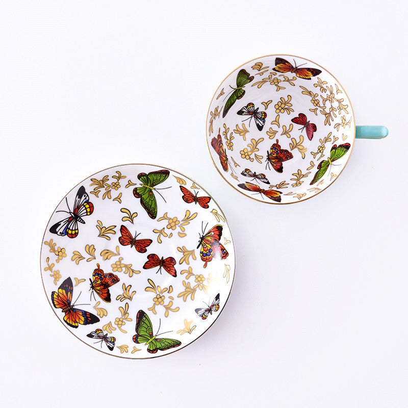 Cup/saucer set butterfly