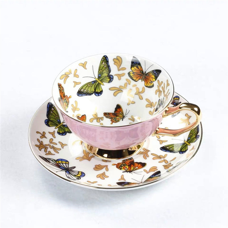 Cup/saucer set butterfly