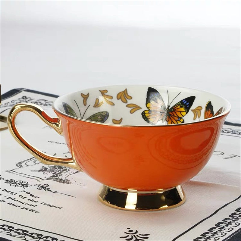 Cup/saucer set butterfly