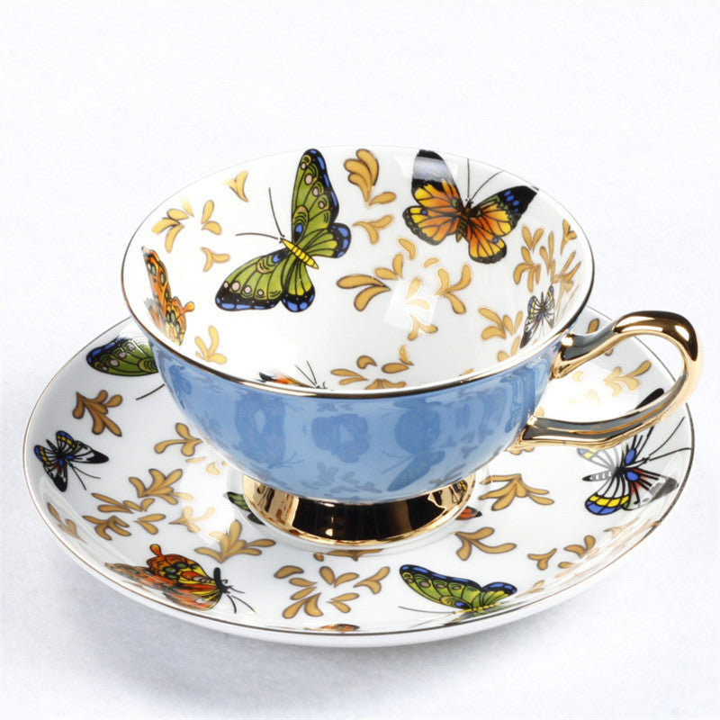 Cup/saucer set butterfly