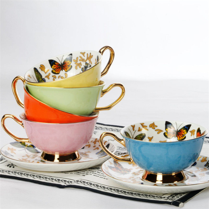 Cup/saucer set butterfly