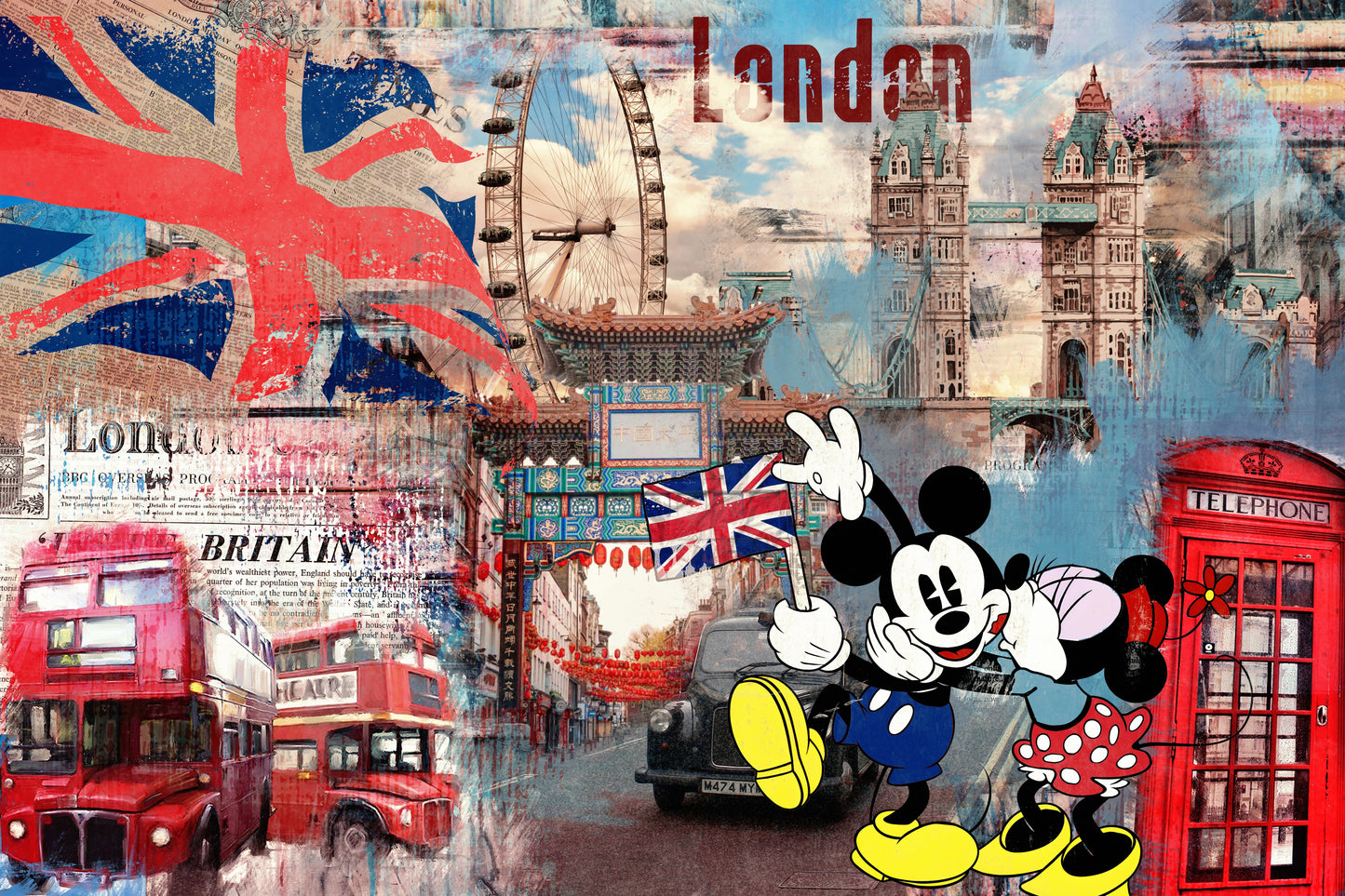 POP ART Mickey Kissing Love in London