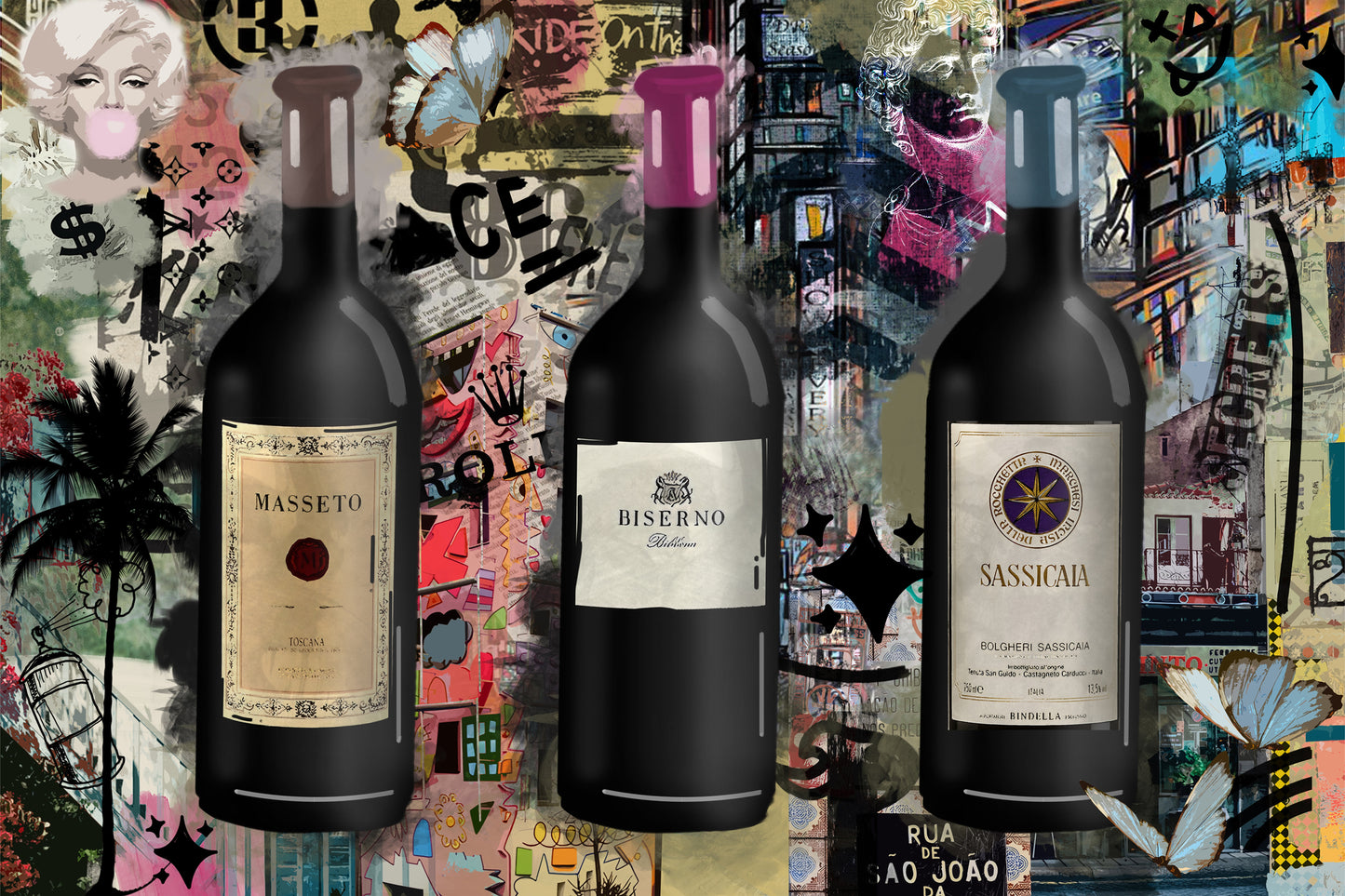 POP ART Wine Art Masseto Biserno Sassicaia Italia