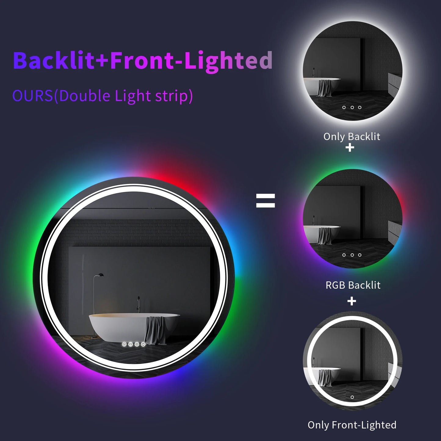 LED RGB Mirror Dimmable Multicolor