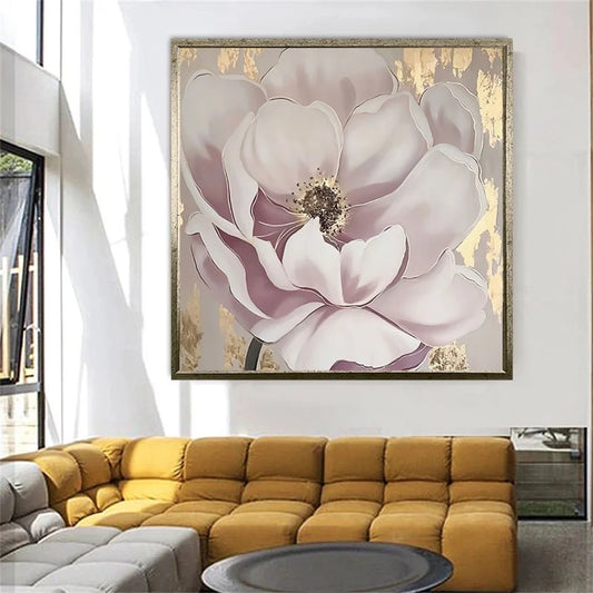 HAND DRAWN The Golden Flower Pink 2 Oil Painting