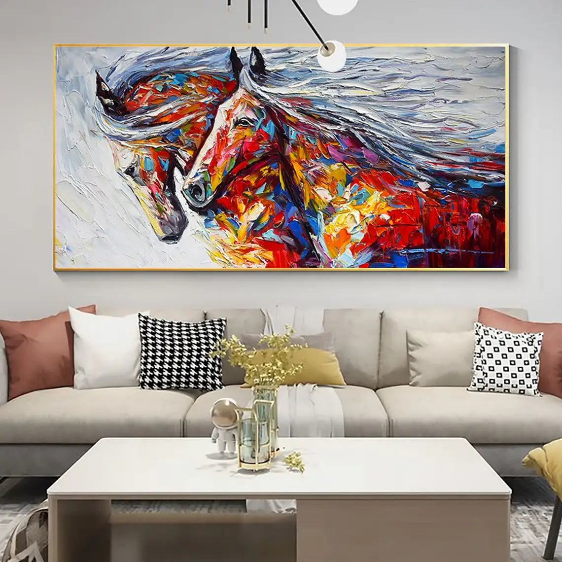 Colored Horse Oil Painting Handmade