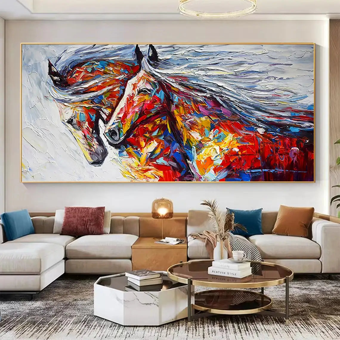 Colored Horse Oil Painting Handmade