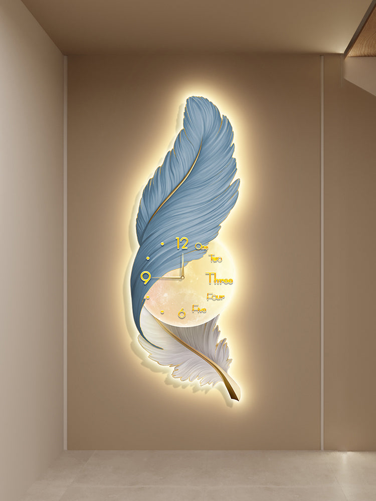 Feather LED clock lamp