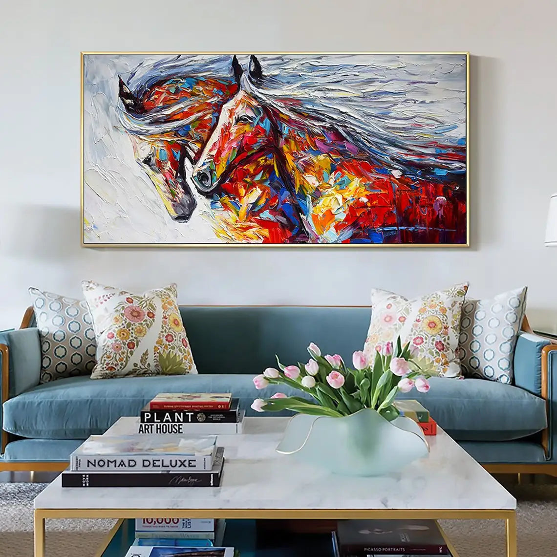 Colored Horse Oil Painting Handmade