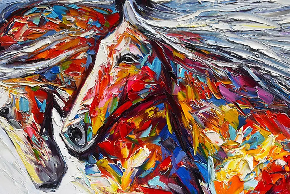 Colored Horse Oil Painting Handmade