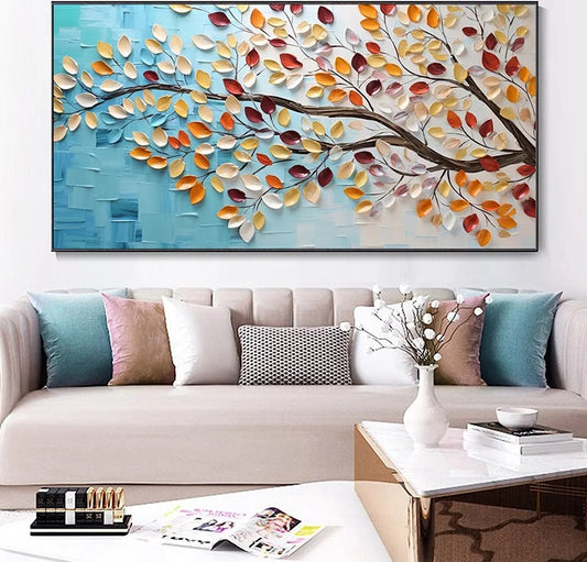 HAND DRAWN The Colorful Branch Oil Painting