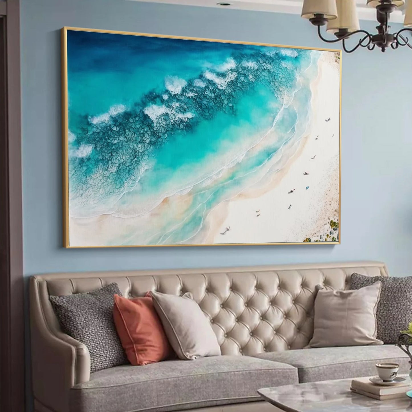 Blue Ocean Oil Painting Handmade