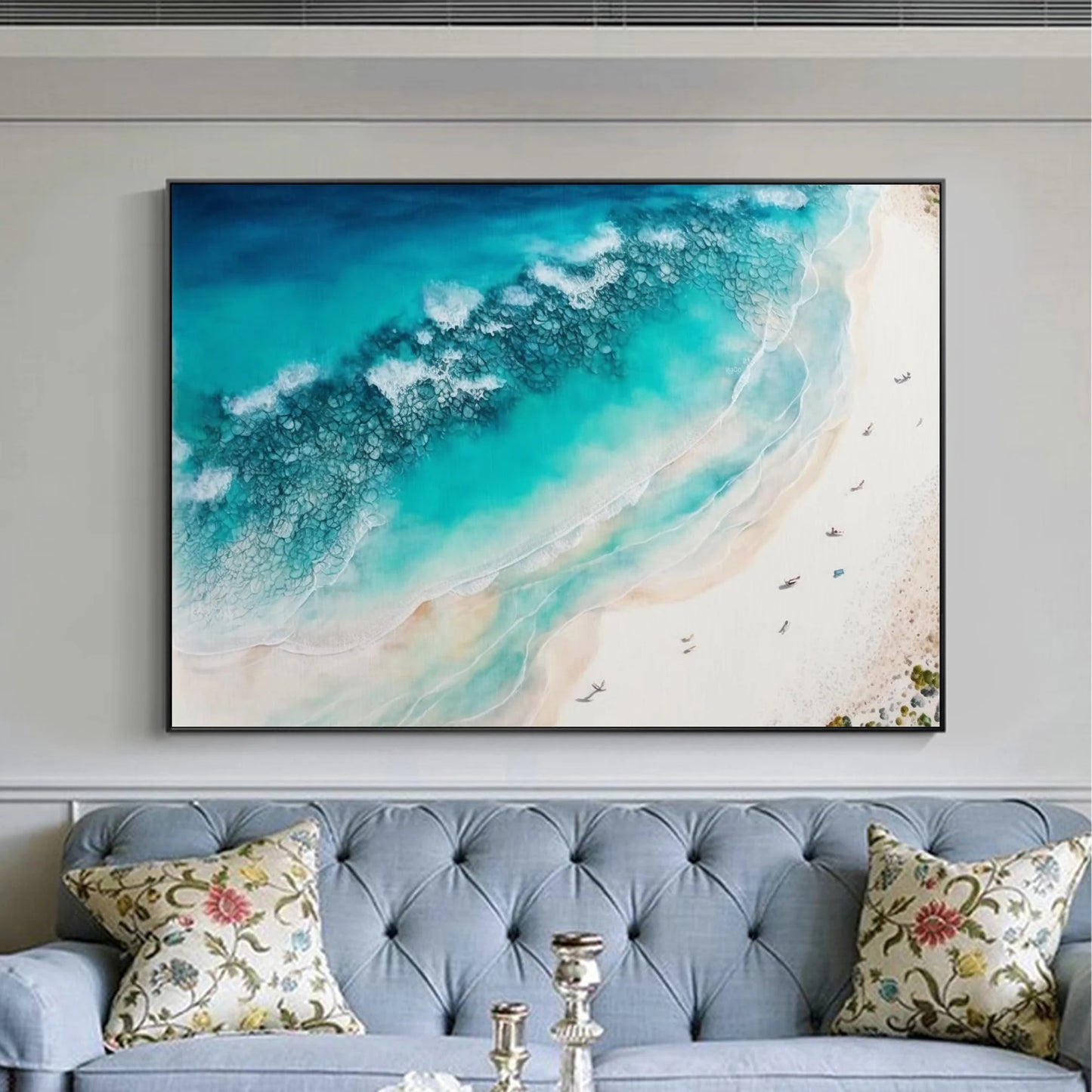 Blue Ocean Oil Painting Handmade