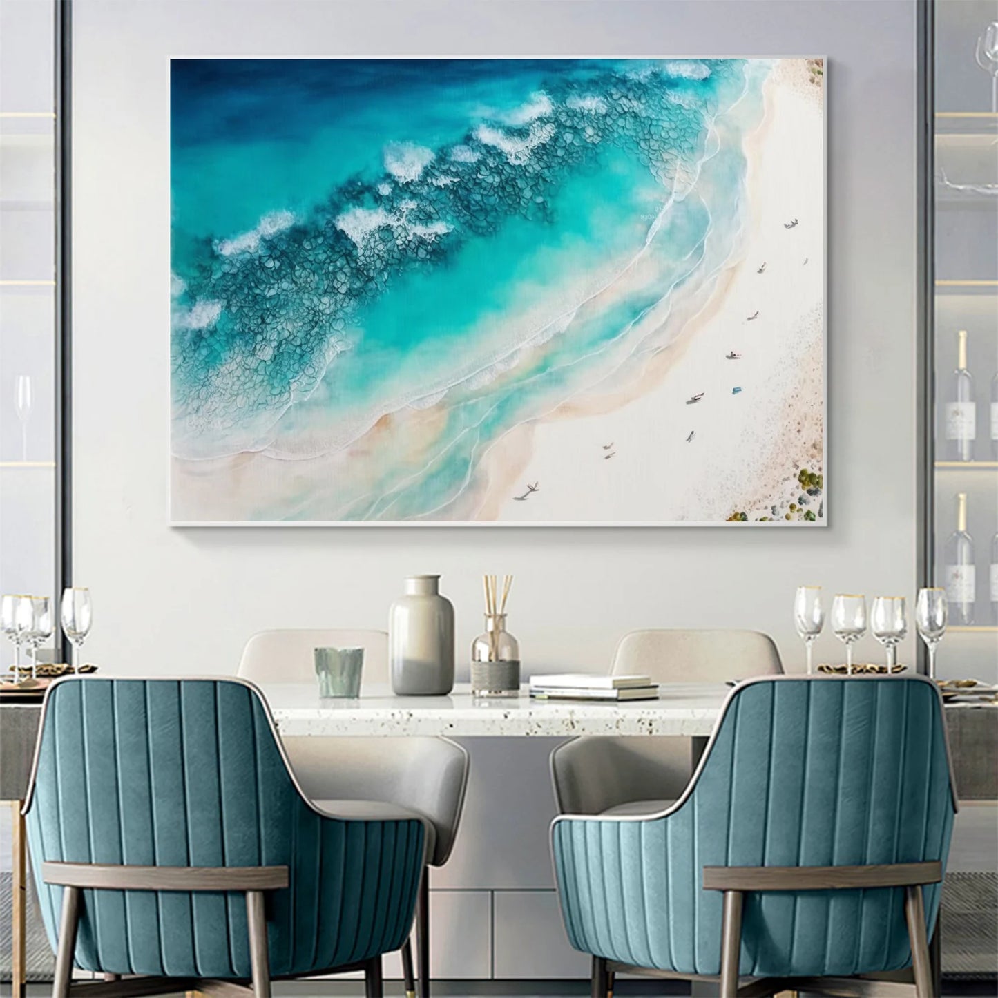 Blue Ocean Oil Painting Handmade