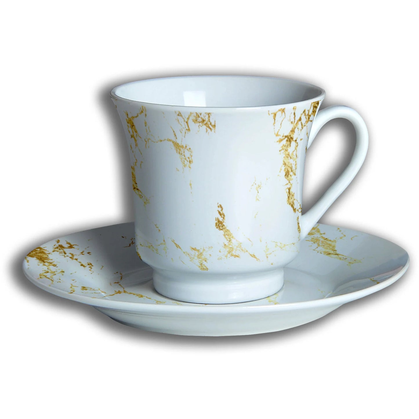 Coffee Cups Saucers Set of 12 Marble Gold White