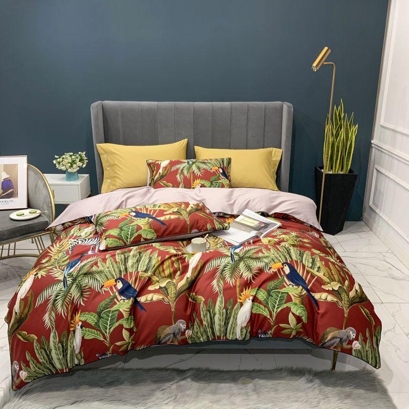 Safari Red and Green Duvet Cover Set (100% Egyptian Cotton)