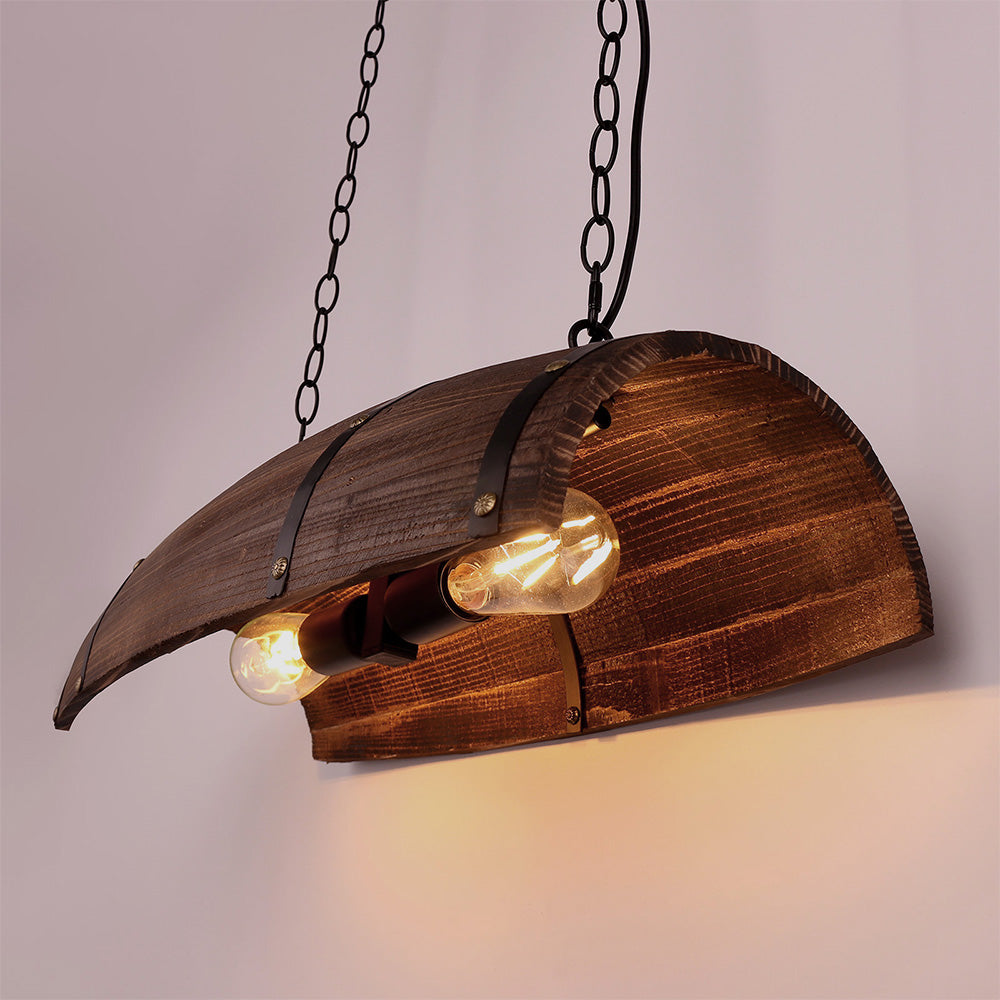 Half barrel pendant light