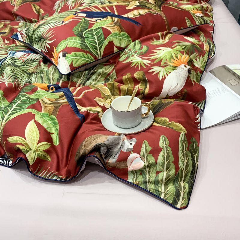 Safari Red and Green Duvet Cover Set (100% Egyptian Cotton)