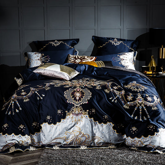 Golden Touch Blue Duvet Cover Set (100% Egyptian Cotton)