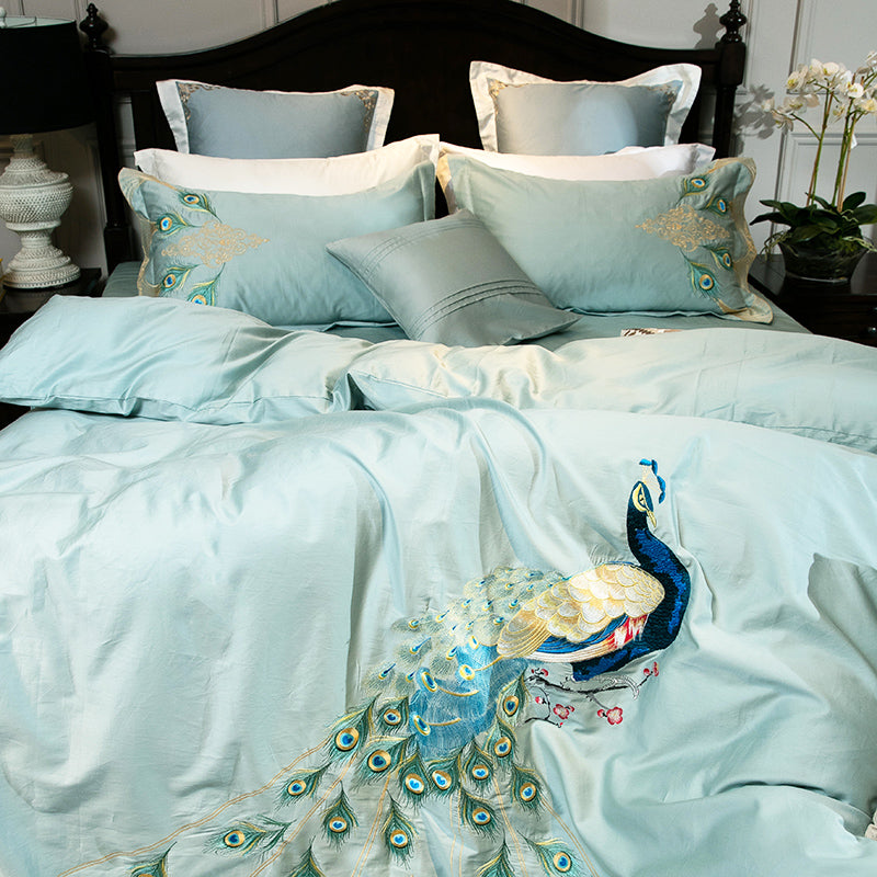 The Elegant Peacock Duvet Cover Set (100% Egyptian Cotton)