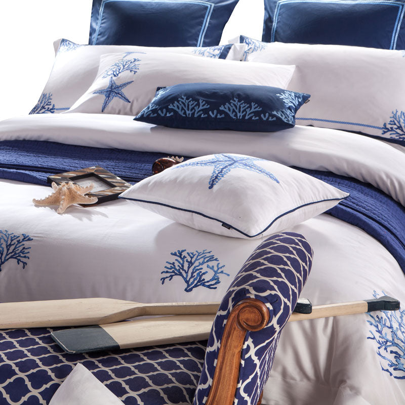 Blue Coral Duvet Cover Set (100% Egyptian Cotton)