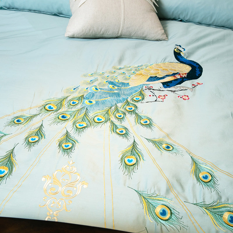 The Elegant Peacock Duvet Cover Set (100% Egyptian Cotton)