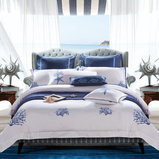 Blue Coral Duvet Cover Set (100% Egyptian Cotton)