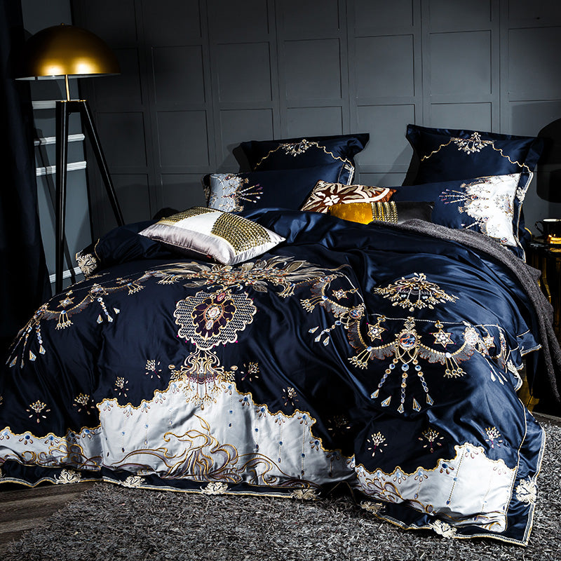 Golden Touch Blue Duvet Cover Set (100% Egyptian Cotton)