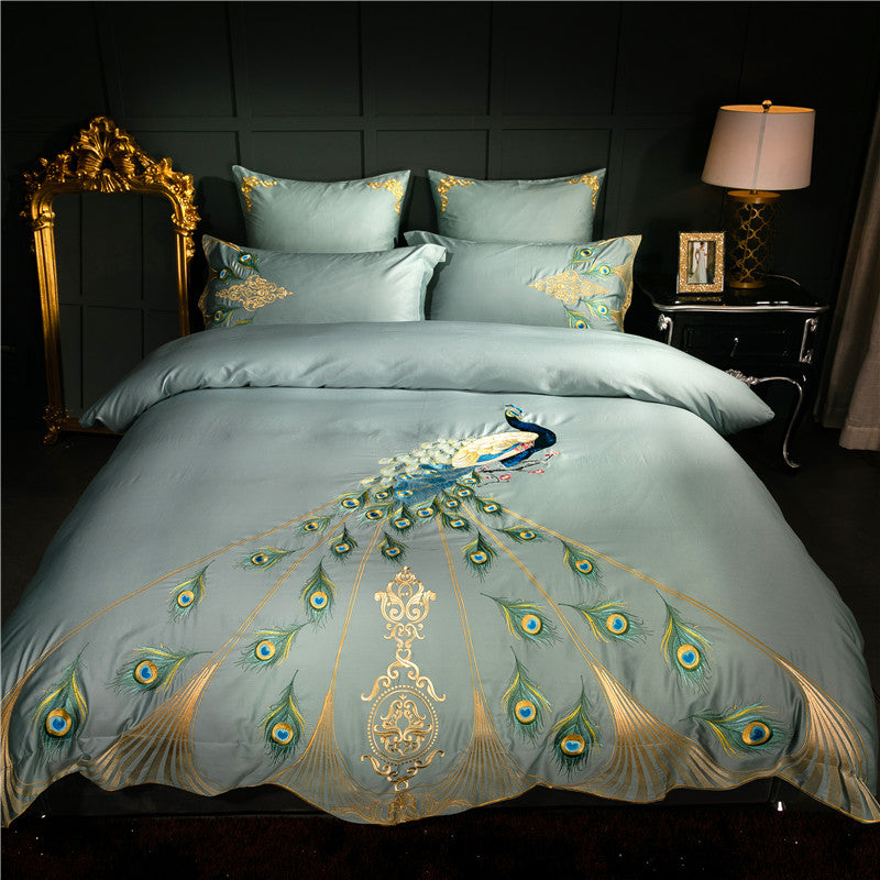 The Elegant Peacock Duvet Cover Set (100% Egyptian Cotton)