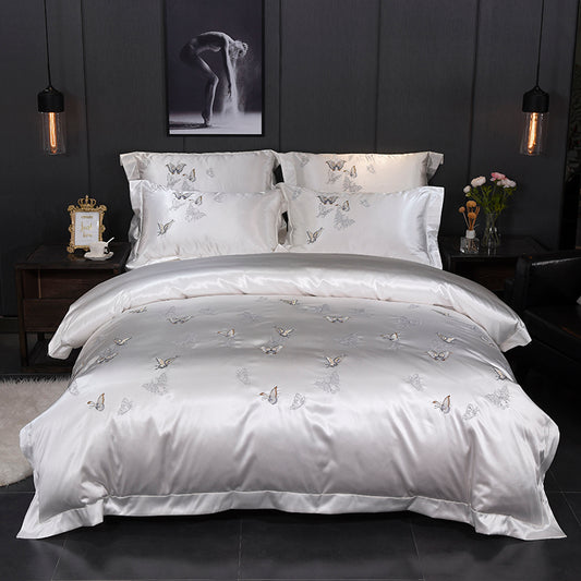 Flying Butterfly White Duvet Cover Set (Satin and Egyptian Cotton)