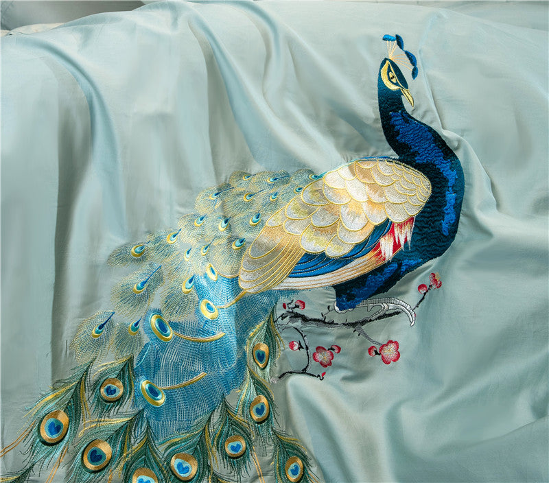 The Elegant Peacock Duvet Cover Set (100% Egyptian Cotton)