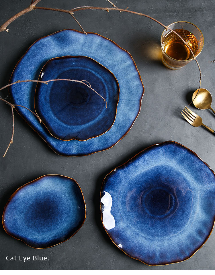 Blue Cat Eye Plate Handmade