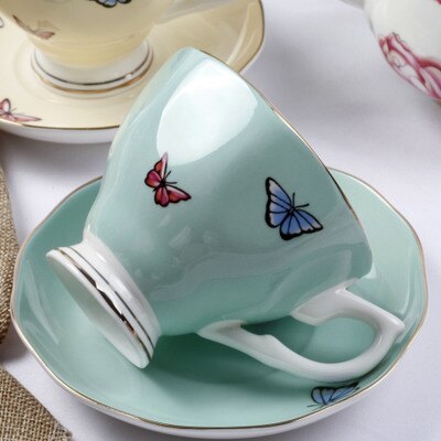 Espresso cups saucer set flowers / animals