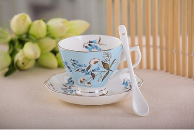 Espresso cups saucer set flowers / animals