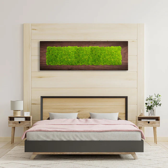 Wooden panel moss art