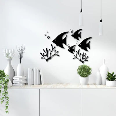 Swimming fish metal wall art