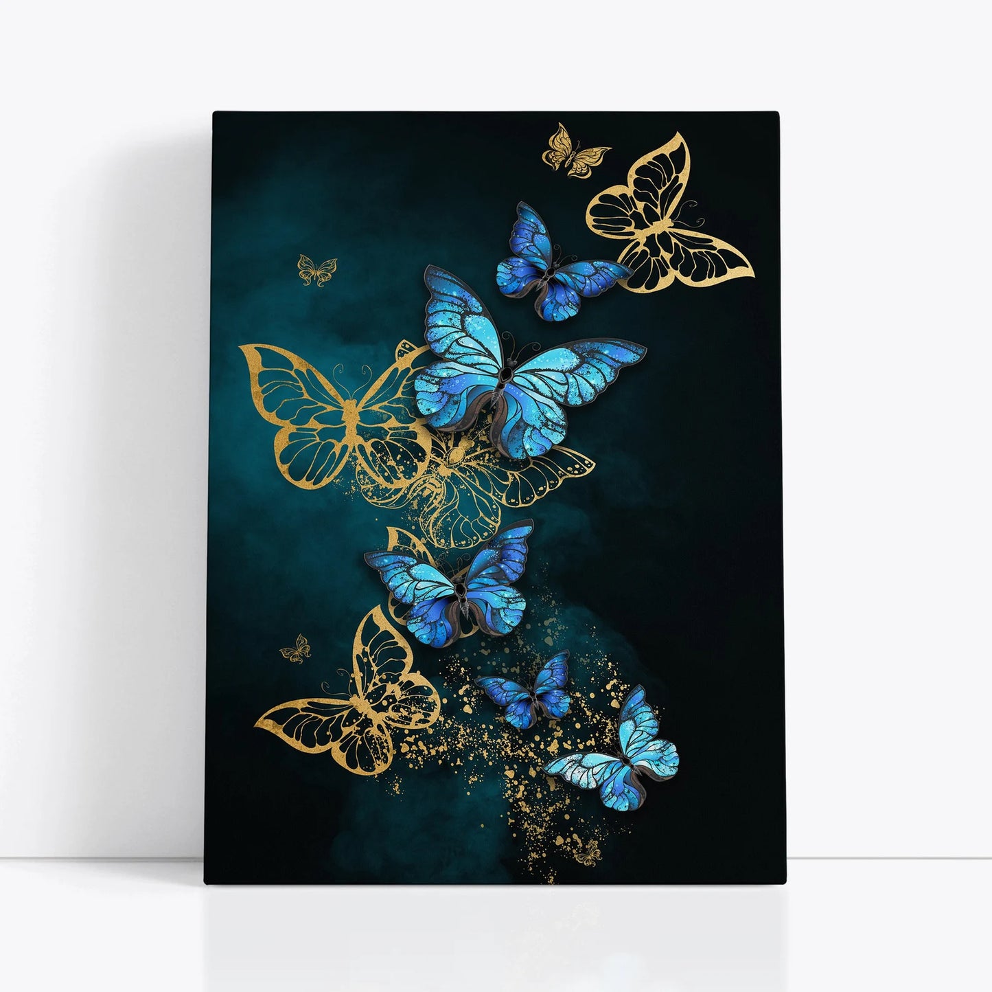 Butterfly Blue and Gold Canvas