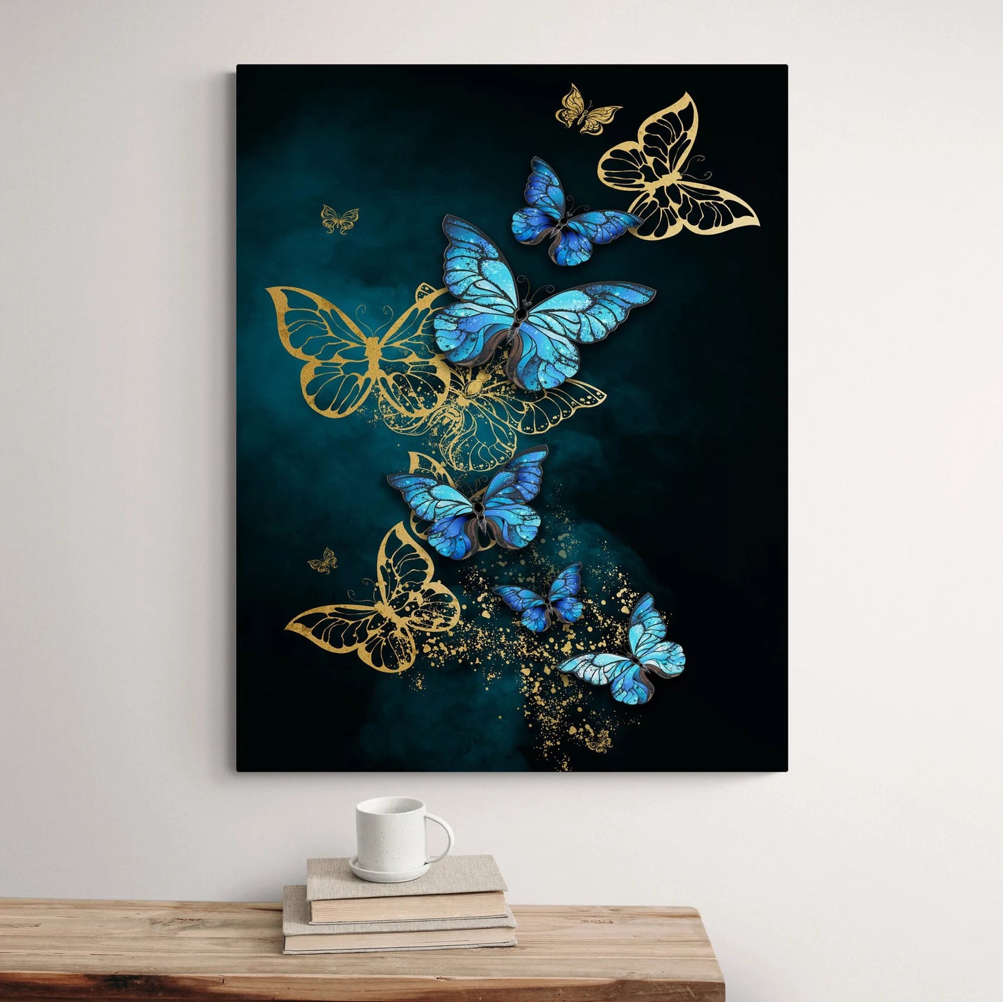 Butterfly Blue and Gold Canvas