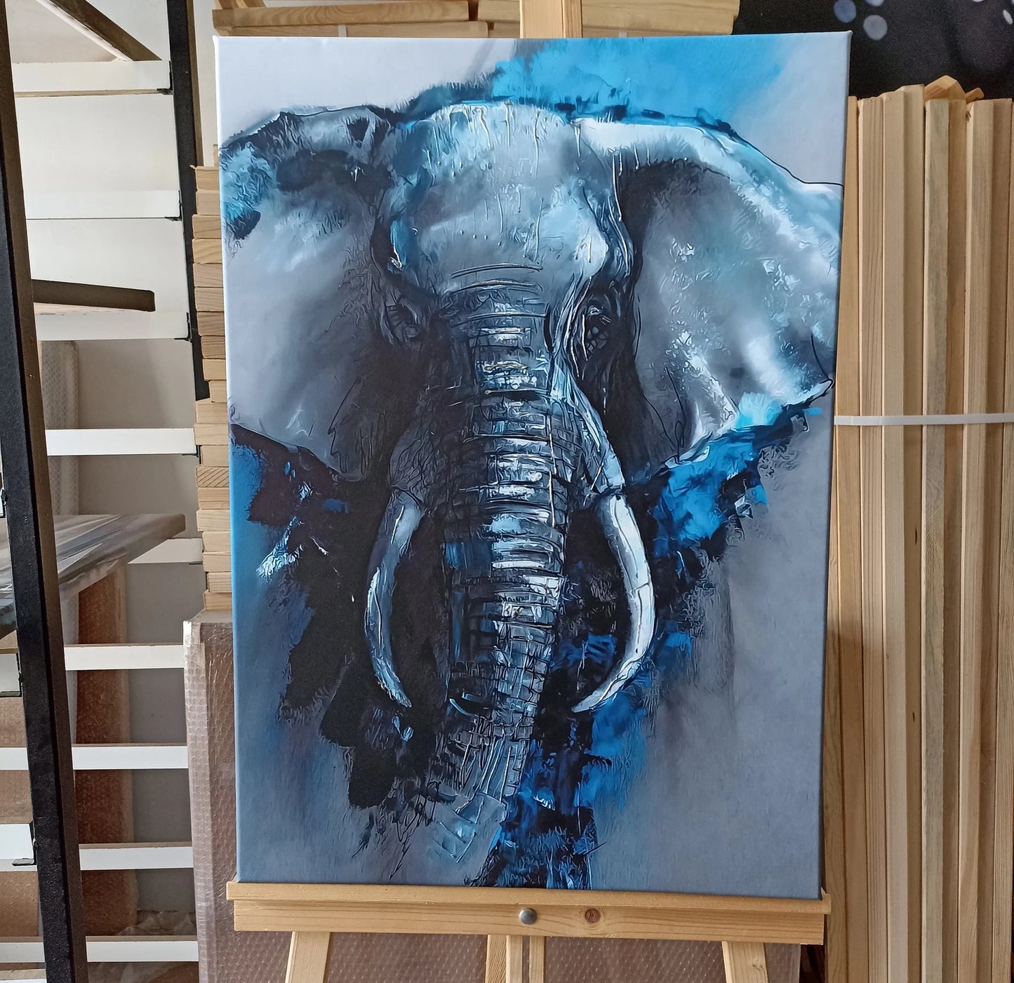 Blue elephant canvas