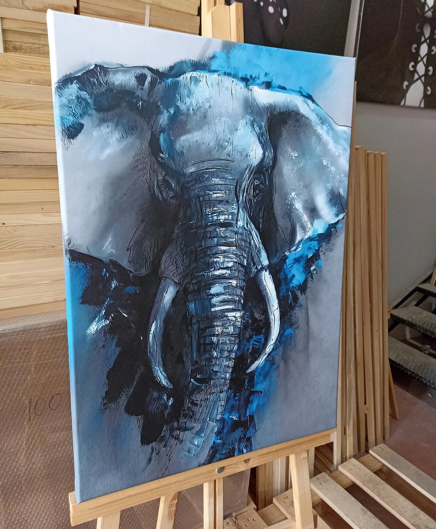 Blue elephant canvas