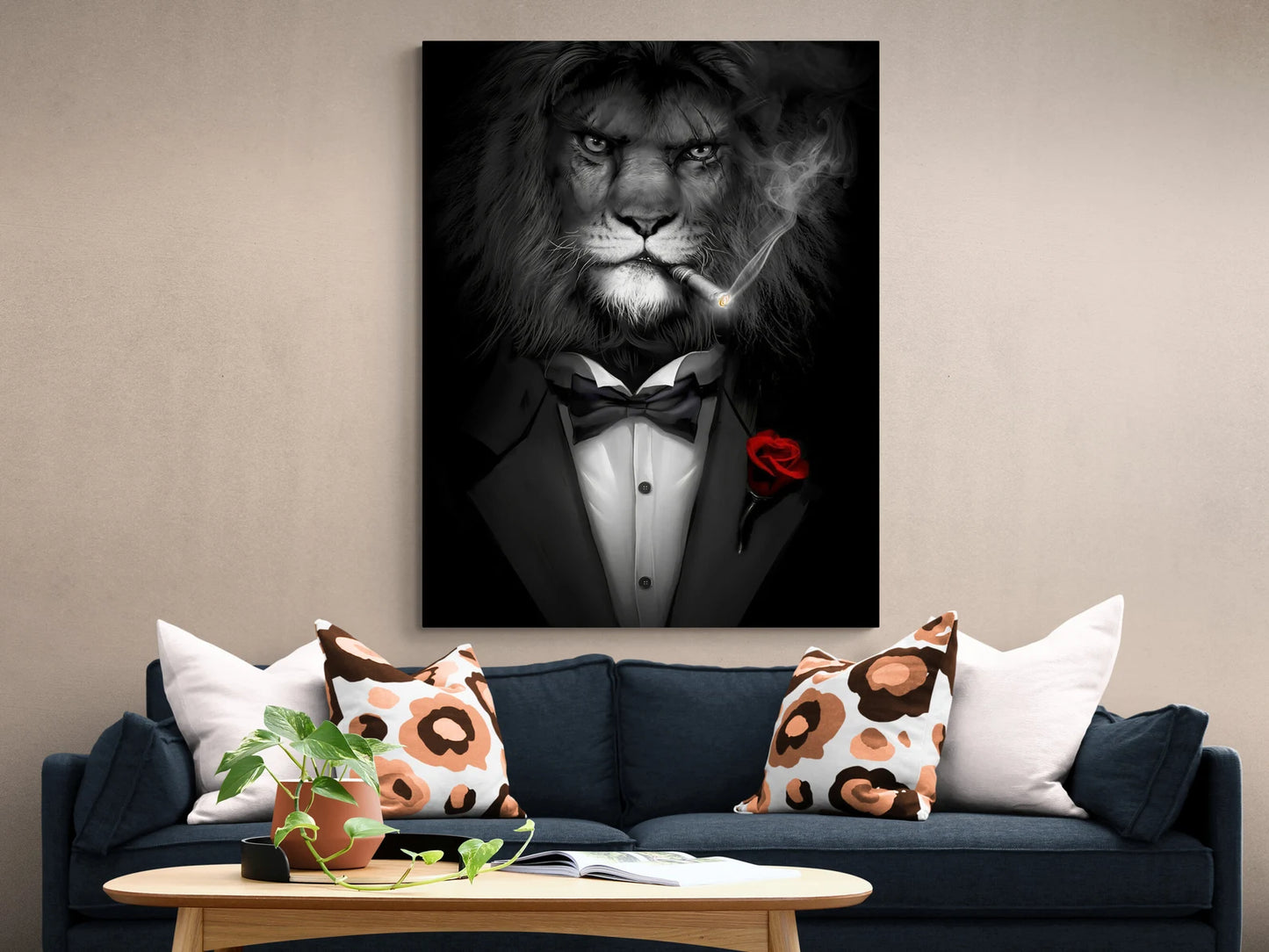 Lion Man in Black Canvas