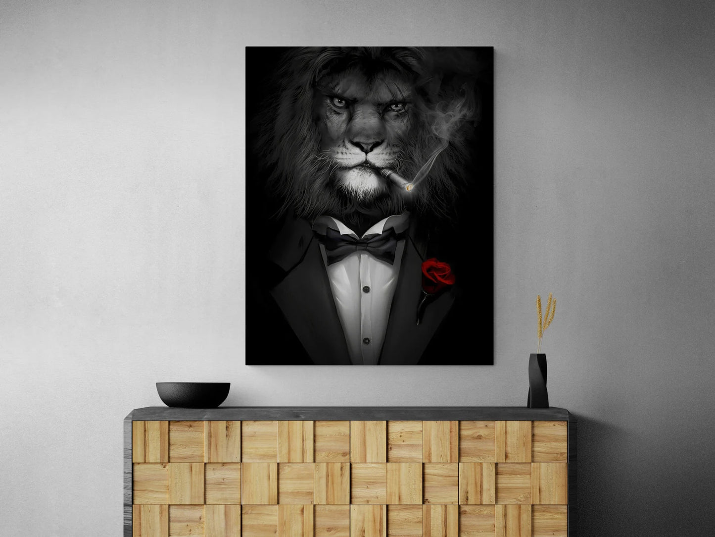 Lion Man in Black Canvas