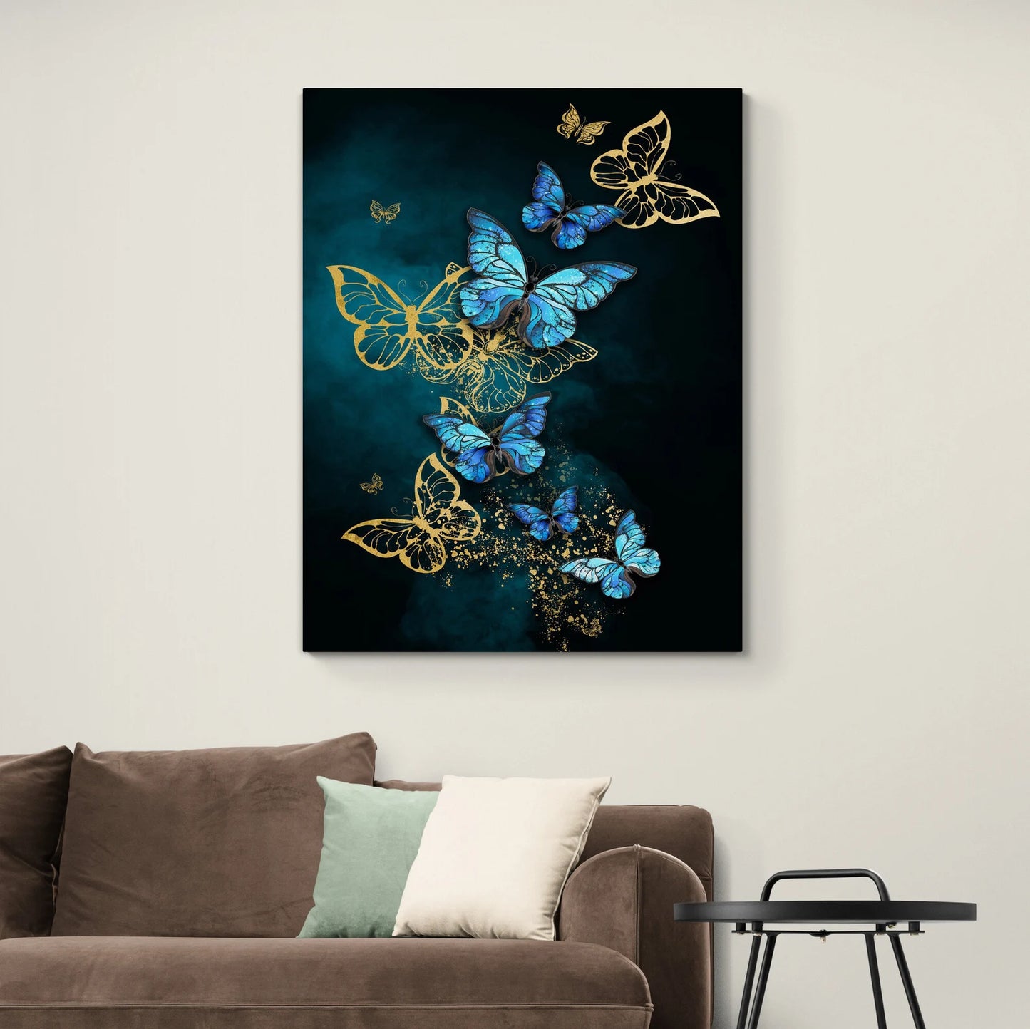 Butterfly Blue and Gold Canvas