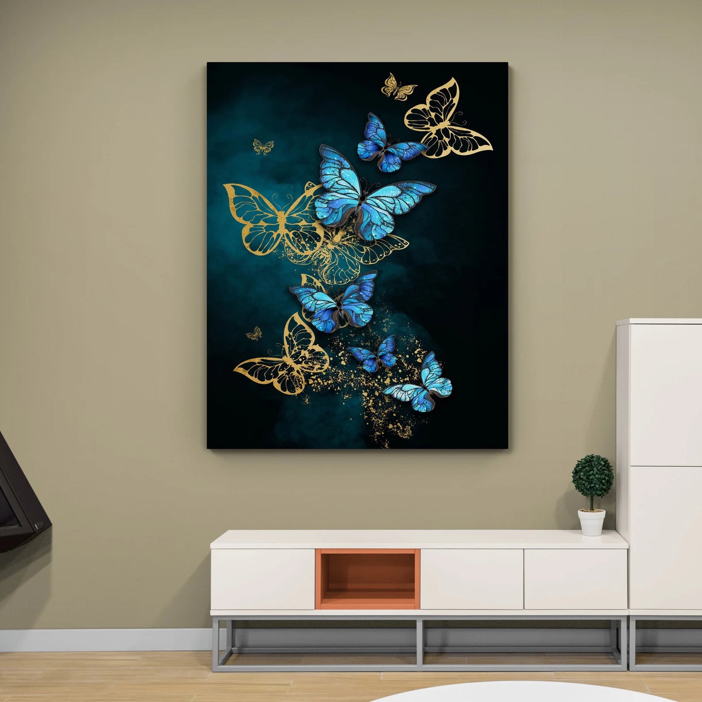 Butterfly Blue and Gold Canvas