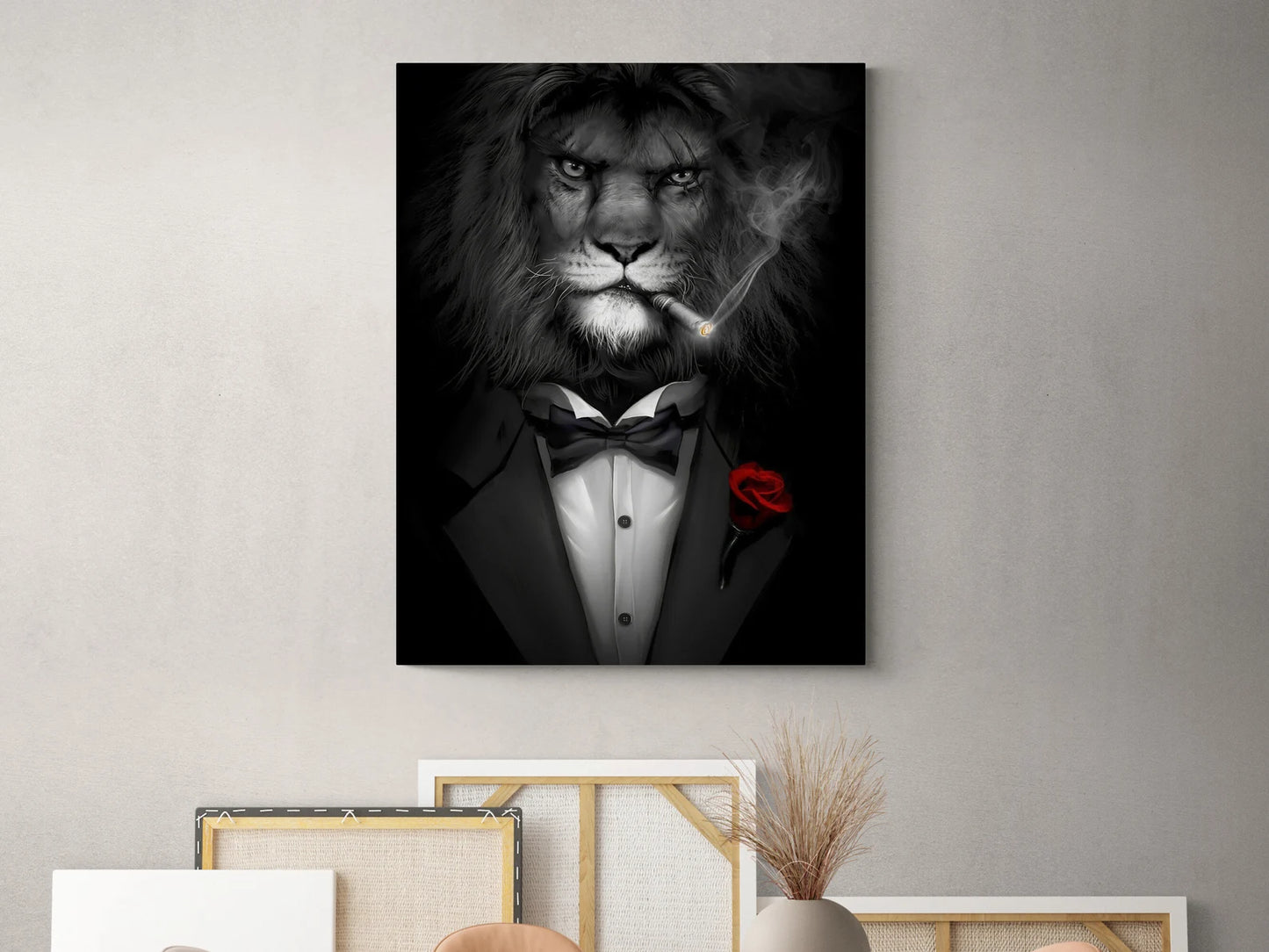 Lion Man in Black Canvas