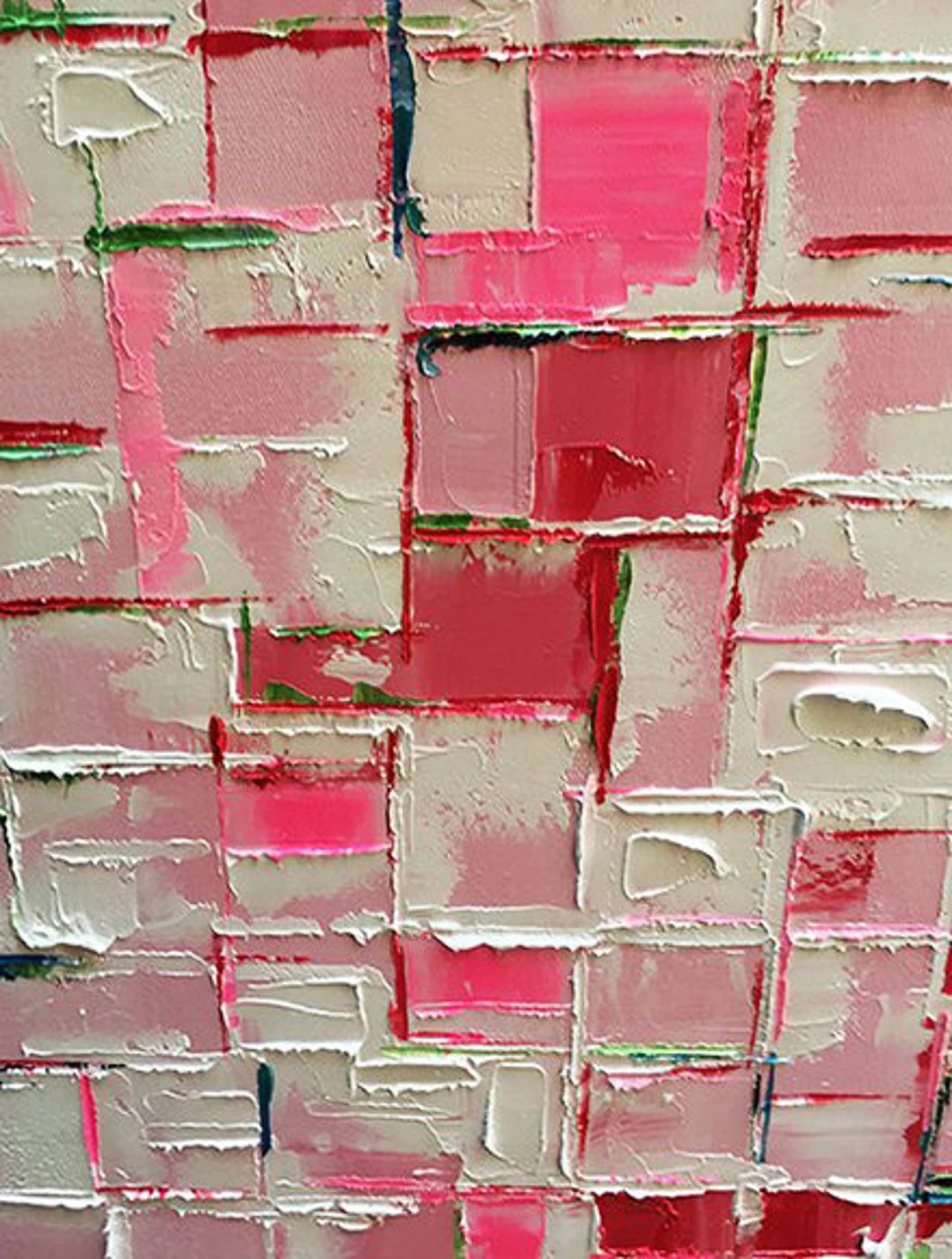 Abstract Pink White Oil Painting Handmade