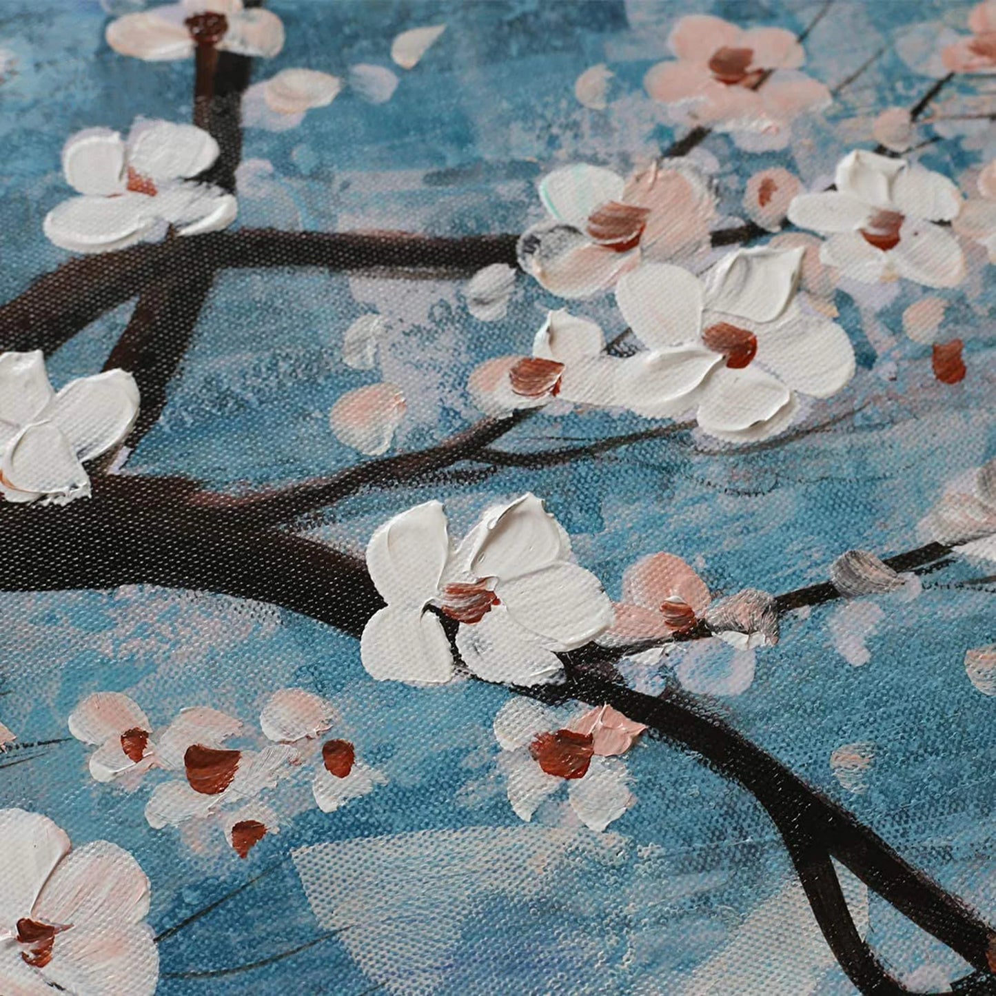 Cherry Blossoms White on Branch Oil Painting Handmade