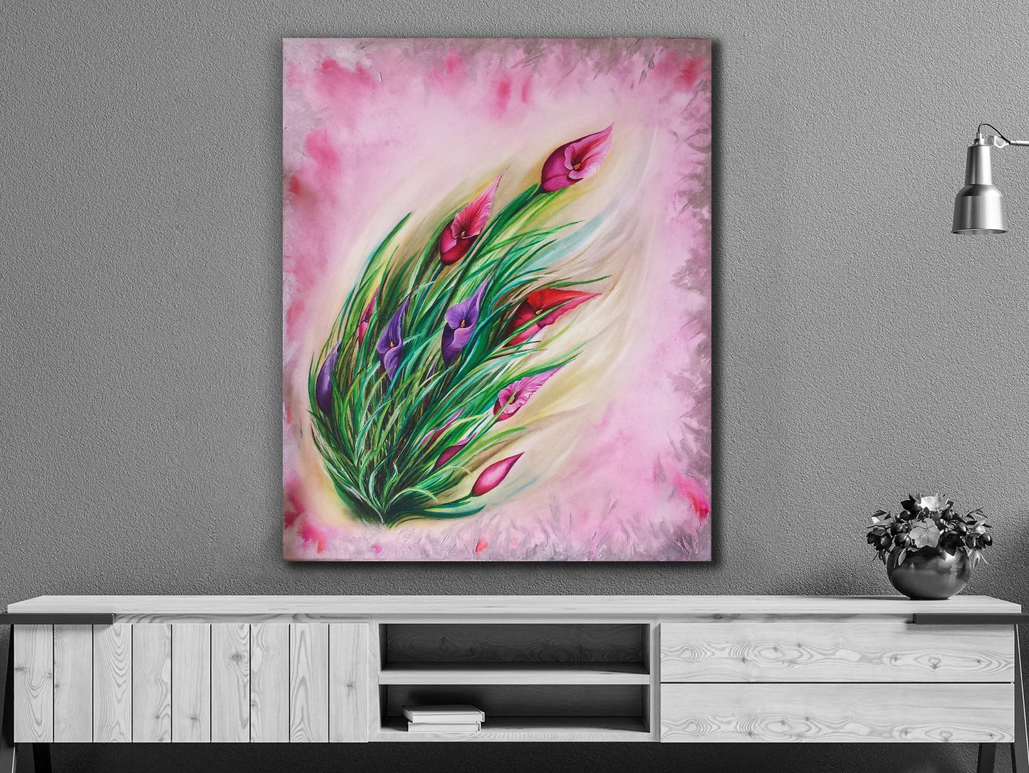 Flower on Pink Canvas Art