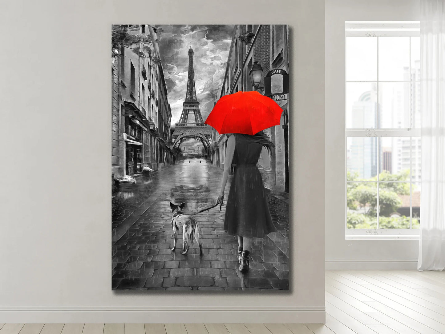 Lady in Red in Paris Canvas