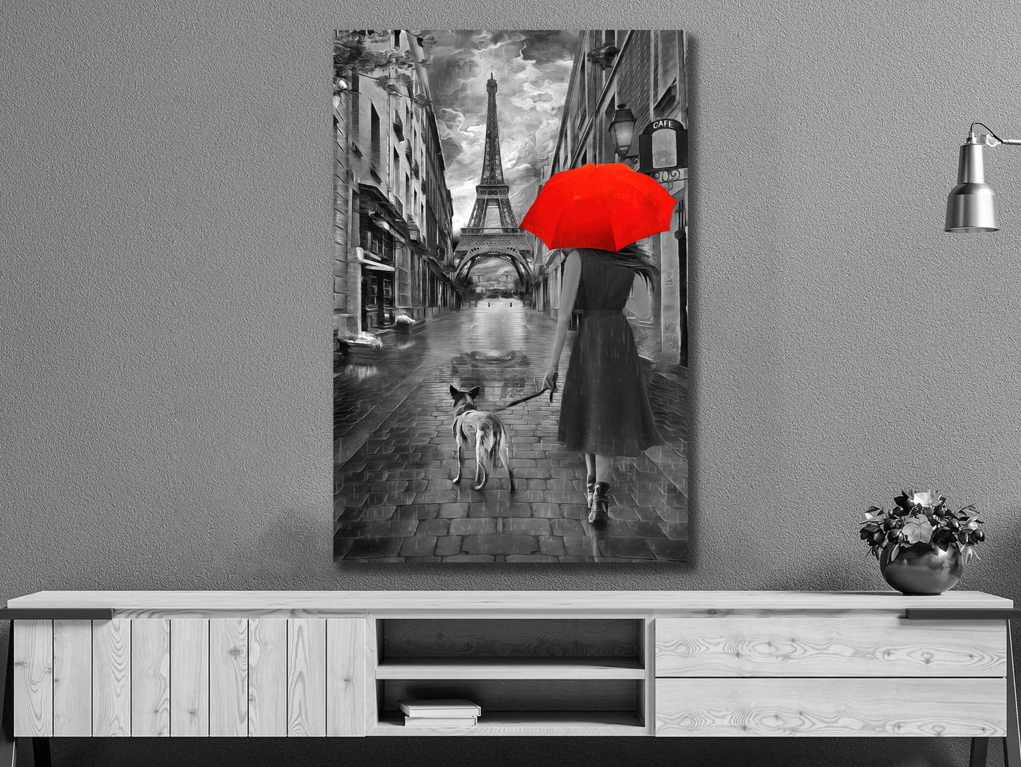 Lady in Red in Paris Canvas